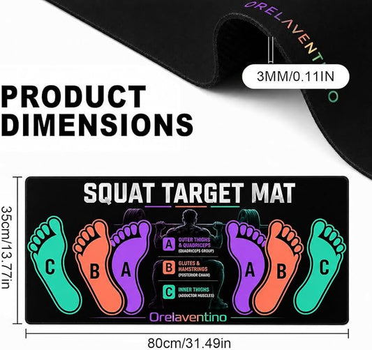 Squat Mat with Foot Position,Non-Slip Workout Mat for Squats & Leg Exercises, Improves Muscle Activation & Knee Support, Home Gym Fitness Mat,30 * 13.8"inch Squat Pad