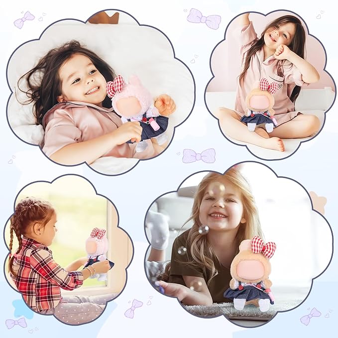 5 Pcs Stylish Set for 17cm Dolls with Fashion Hat ,Water Bottle,Skirt,Shoes and Sweater Outfit Set, Cute Doll Style Accessories Gift(Elegant,Pink)
