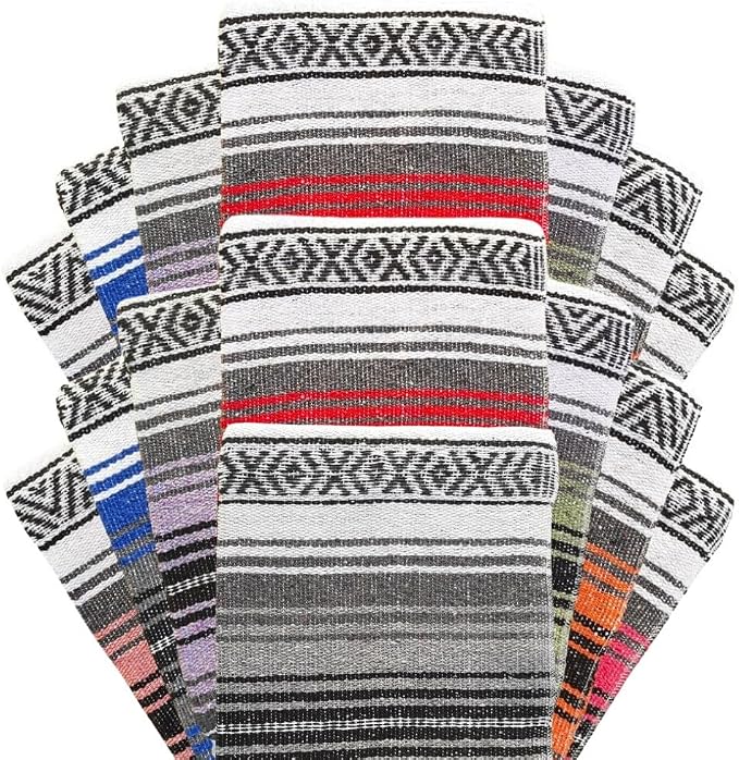 Open Road Goods Bulk Falsa Blankets - Handwoven Authentic Mexican Falsa - Great for Weddings, Yoga, Beach, Picnics, or Mexican Throw! (Assorted, 15 Pack)