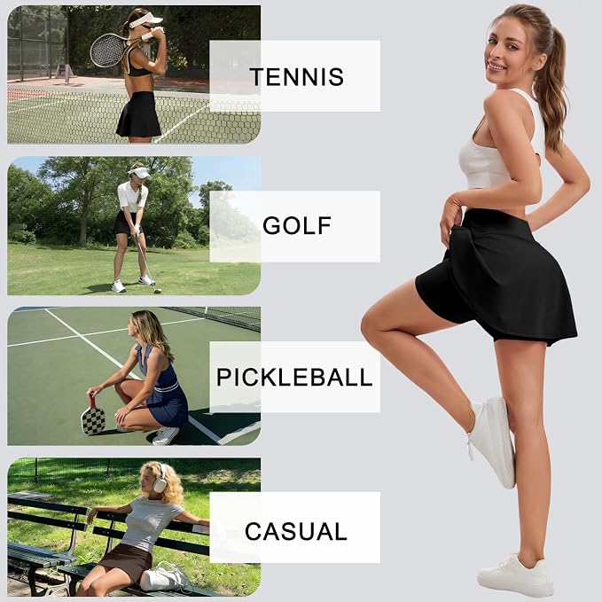 Skorts for Woman Tennis Skirt with Pockets Shorts Golf Skort | High Waisted,A Line, Soft, Stretchy,Breathable, Lightweight, Pickleball, Athletic, Workout, Casual Skirts