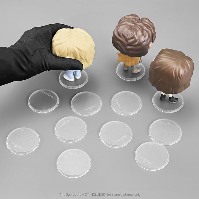 60PCS Figure Stand Base with 120PCS Adhesive for Fuko Pop, 1.97 Inch Clear Round Plastic Bases No Peg, Doll Model Storage Organizer Display Holder Accessories for Action Figures