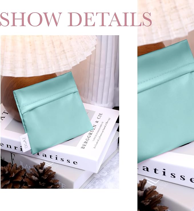 DGAZ silk Sanitary Napkin Storage Bag, Period Bag for Teen Aged Girls, Portable Period Bag for Panty Liners/Menstrual Cup/Small Tampons,Mini Makeup Bag for Purse(Blue Zephyr)