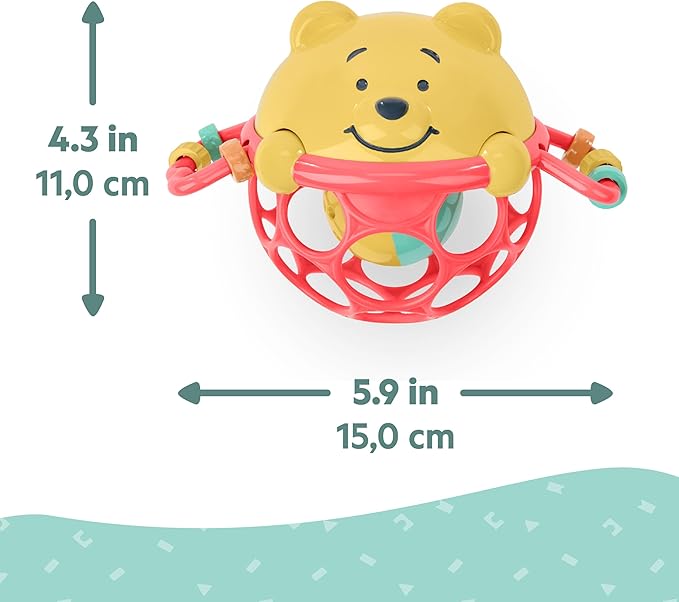 Bright Starts Disney Baby Winnie The Pooh Jingle & Shake Rattle Toy by with Easy-Grasp Oball Technology, Unisex, Newborns & Up
