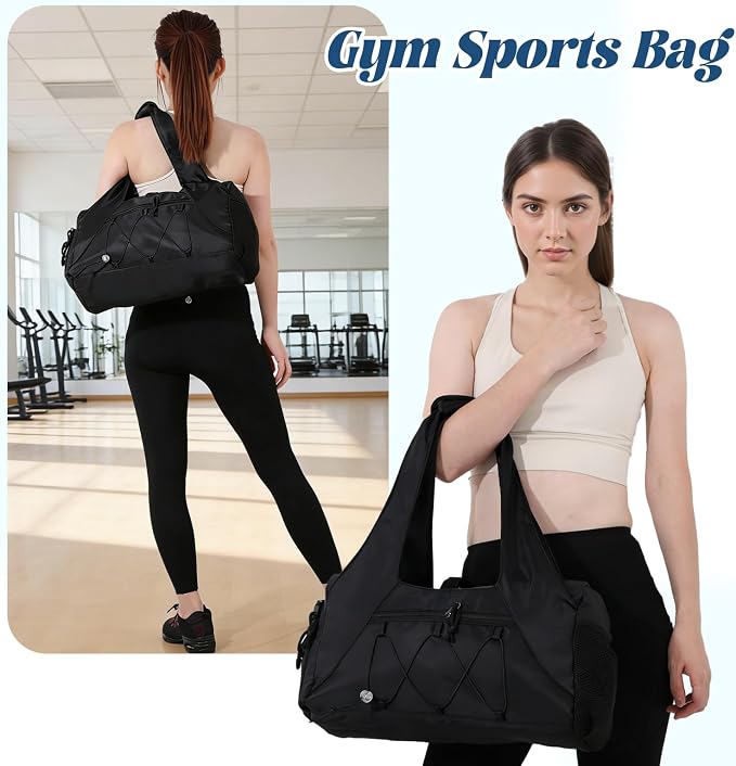 Oweisong Gym Bag for Women Sports Duffel Bag Lightweight Yoga Tote Travel Carry On Handbag with Shoes Compartment