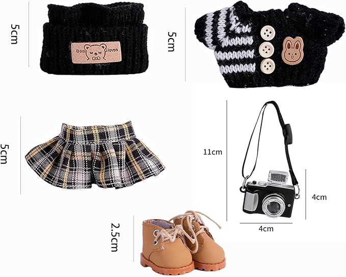5set 17cm Dolls Clothes Outfit Set - Casual Style Costumes for Doll Figures, Camera Set,Have a seat Clothes - 6.7 Inches Cute Dolls Daily Refill,Gifts for 17cm Doll Lovers (Style-H)