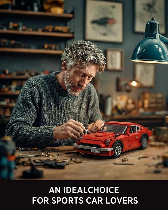 Nifeliz Z240 Sports Car Building Model Set, 1:14 Scale Classic Vehicle Model Set for Adults and Car Lovers, Collectible Gift for Home or Office Décor (1,694 PCS, NF10350)