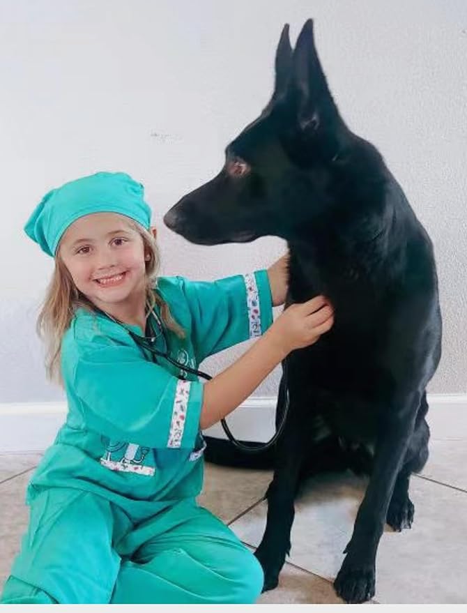 ANPHILE Kids Veterinarian Costume, Kids Doctor Vet Costume Outfit Pretend Play Dress Up Set for Halloween