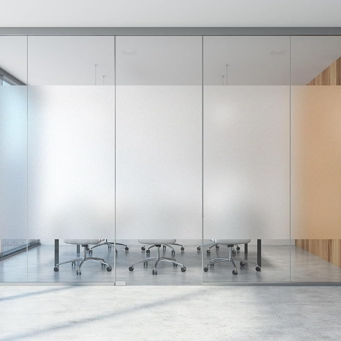 KESPEN Window Privacy Film Frosted Glass Heat Control UV Blocking Privacy Window Film for Glass Windows Static Cling Non-Adhesive Door Coverings Decals for Bathroom Home Office, 35.4 Inch X 32.8 Feet