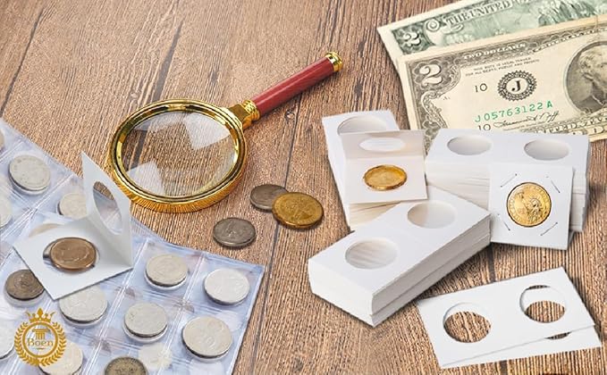 Boen 1000Pcs 20.5mm (0.8inch) Coin Flips, Coin Holders Designed for Penny and Dime Coins, Cardboard Coin Flips for Coin Collectors
