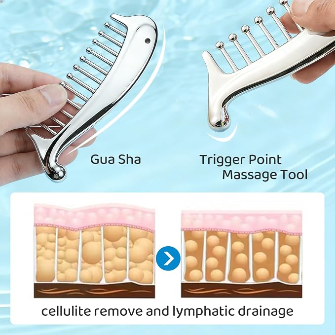 Gua Sha Tool For Face, Metal Gua Sha Comb For Scalp Massage & Scalp Gua Sha | Fixed Massage Points For Deep Scalp Massage & Head Gua Sha. Portable Massage Comb For Women, Relax Anytime At Home & Office