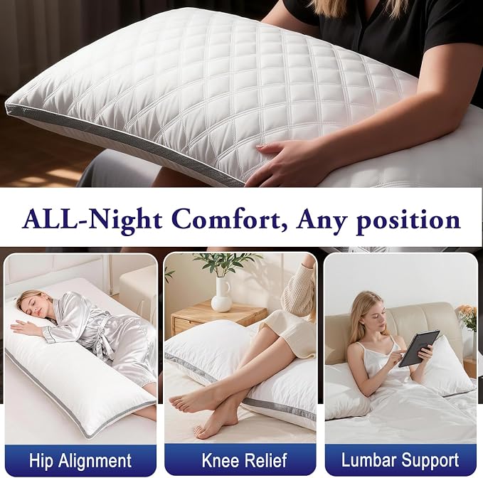 HITO Body Pillow Down Alternative for Back, Stomach or Side Sleepers 21"x54" Fluffy