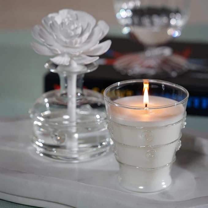 Zodax Grand Casablanca Glass Jar Scented Candle for Home Decor - Single-Wick Candle Ideal for Kitchen and Bathroom - Makes a Great Gift for Women and Men - Moroccan Peony - 8.3 Oz.