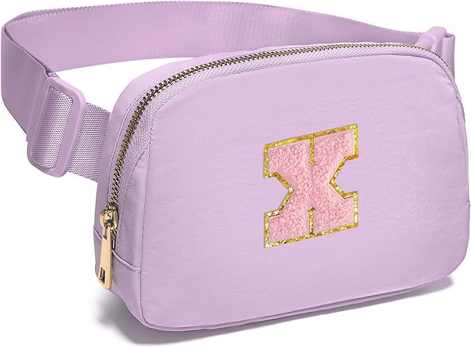 Gitus Initial Belt Bag Fanny Pack Crossbody Bag for Girls Birthday Gifts Age 8-10 Teen Girl Gifts Trend Stuff Personalized Letter Gifts for Daughter Sister (Lavender-X)