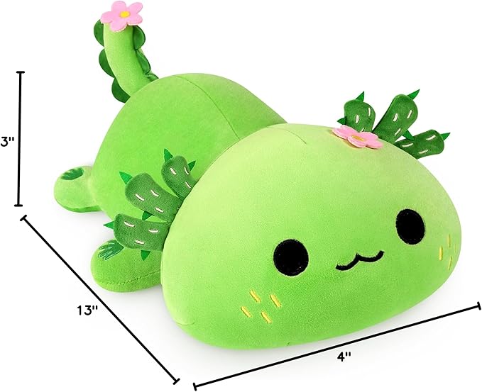Onsoyours Cute Axolotl Plush, Soft Stuffed Animal Salamander Plush Pillow, Kawaii Plushie Toy for Kids (Axolotl Cactus, 13")