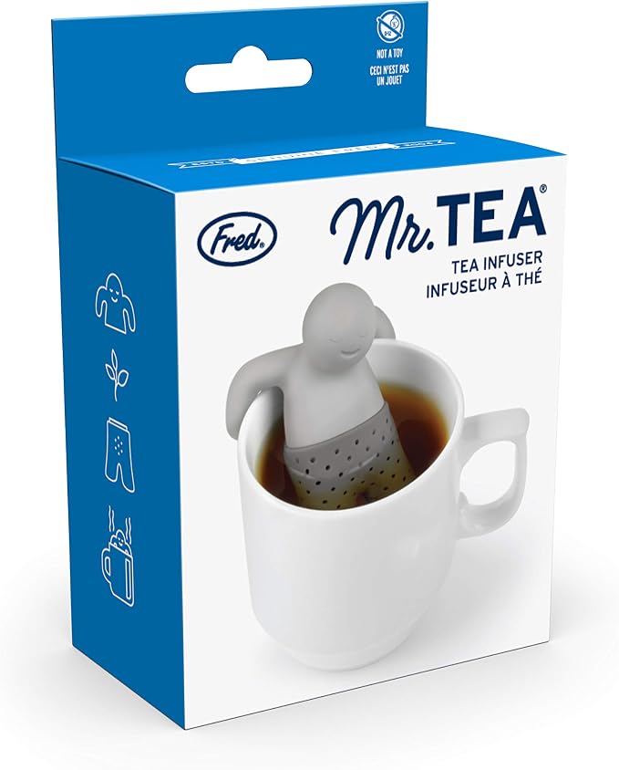 Genuine Fred, MR. TEA, Resuable Silicone Tea Infuser, Gray, Fun Gift for Tea Lovers, Clever Kitchen Gadget