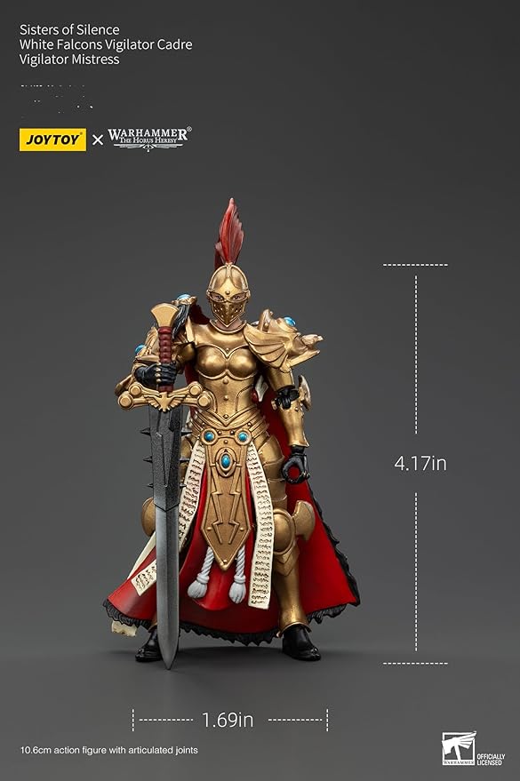 JOYTOY Warhammer Horus Heresy Sisters of Silence White Falcons Vigilator Cadre Vigilator Mistress 1:18 Scale 4.17in Action Figure Mecha Joy Toy Collection Model