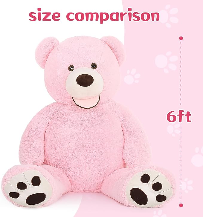 MorisMos Giant Teddy Bear Plush 6ft, Life Size Huge Pink Teddy Bears for Girlfriend, 6 Foot Large Big Stuffed Animal Gifts for Wife, Lover on Valentines, Anniversary, Birthday