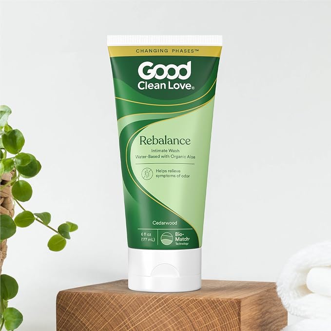 Good Clean Love Rebalance Moisturizing Feminine Wash, pH-Balanced, 6 Oz | Ph-Balanced Intimate Wash With Organic Aloe Vera & Natural Ingredients. Reduces Vaginal Dryness & Odor. Cedarwood