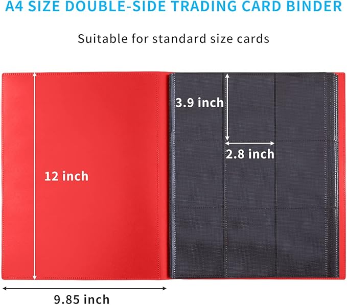 Upgraded 9 Pockets Trading Card Collection Binder, 360 Book Holder Album for Yugioh, MTG, TCG, Magic, Sports Cards - Red