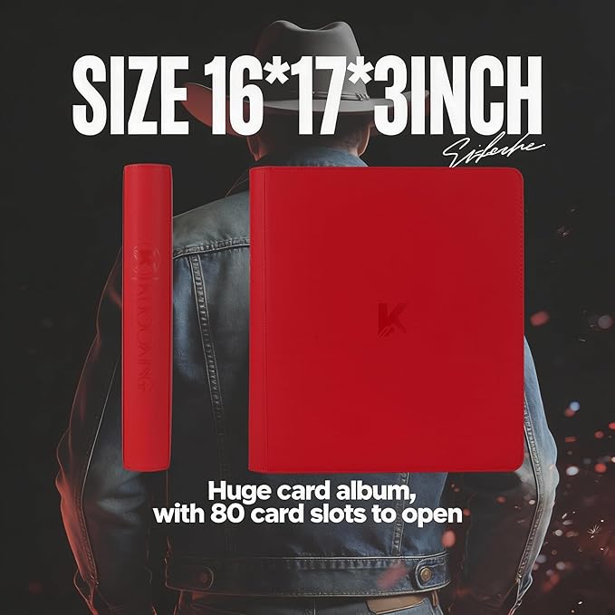 2000 Pockets Trading Card Binder, 20-Pocket Card Ablum Compatible with MTG,Sports Cards & Other Standard Size Trading Card (RED)