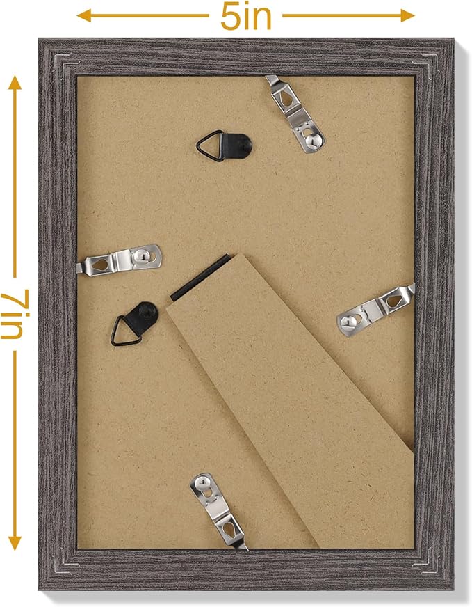 Vittanly 5x7 Picture Frames Set of 9 for Wall & Tabletop Display, Dark Grey | Display Pictures 4x6 with Mat or 5x7 without Mat, Small Photo Frames, Engineered Wood with Shatter Resistant Plexiglass