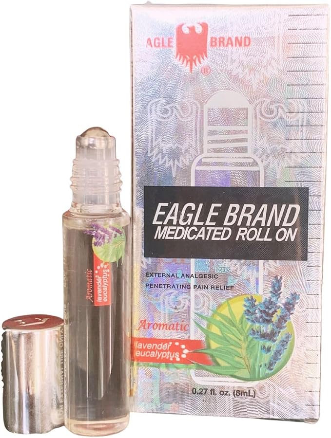 2 Packs - Twin White Roll On Eagle Essentail Medicated Oil - Bon Chai Dau LAN Con O Trang - 8mL per Bottle x 4 Bottles per Order