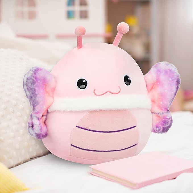 Easfan Pink Butterfly Plush Pillow Soft Plush Toy Cute Stuffed Animal Fluffy Nap Pillow for Kids,Home Decor,Birthday Festival Gifts for Girls,Kids,Toddlers