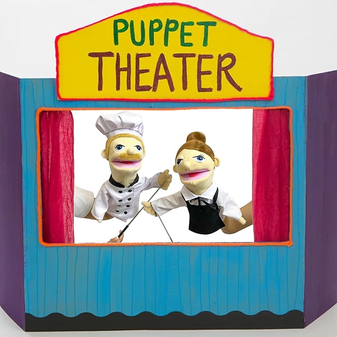 16" Puppets Entriloquist Puppet,Hand Puppets for Kids Plush Waiter Puppets for Adults with Removable Mouth Pupp et for Kids Ages 4-8,Hand Puppe t for Adults with Scalable Puppet Control Rod