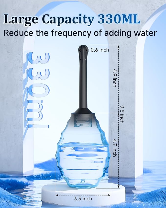 Beisar Enemas Anal Douche for Men Women - 9 Hole Anti Backflow Enema Bulb with Flexible Silicone Nozzle for Colon Cleanse, Feminine Care Shower Enema Douches Kit Cleaner Flusher 11.1 Ounce