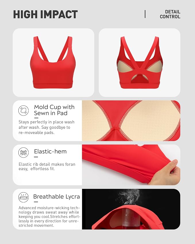 RUNNING GIRL Sports Bras for Women,Light Impact Molded Cup Strap Sports Bra with Sewn in Pads,Best for A-C Cup