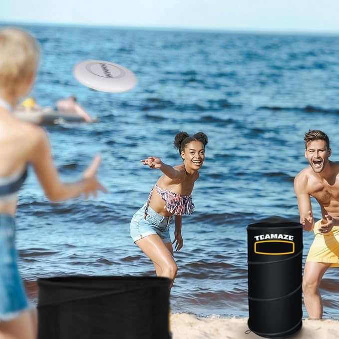 Disc Golf Basket Set with 2 Flying Discs | Foldable Backyard & Beach Toss Game for Adults | All-Weather Outdoor Games with Carry Bag | Perfect for Lawn, Tailgating & Camping Games