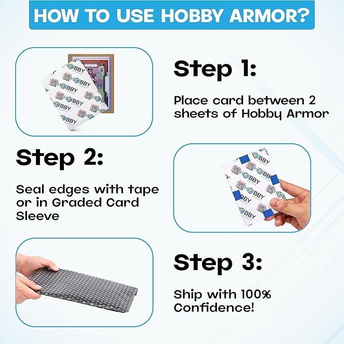 1200 Pack Trading Card Shipping Protector by Hobby Armor, 3.5" x 4.5" with Rounded Corners, Vibrant Multi-Color Card Protectors to Guard Cards From Dings, Bulk Breaker Box, Includes Dual Storage Boxes