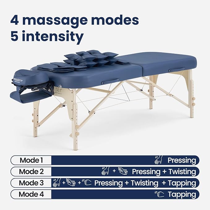 Concord 30" Portable AirWave Massage Table | Air Compression Full-Body Stretching & 3D Lumbar Support | Professional Folding Wellness Bed - Royal Blue