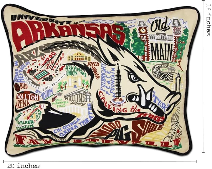 Catstudio University of Arkansas Collegiate Embroidered Decorative Throw Pillow
