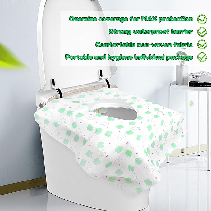 Disposable Toilet Seat Covers 20 Pack - Extra Large Waterproof Potty Covers for Public Restroom & Potty Training, Travel Must Haves & Airplane Essentials, Non-Slip