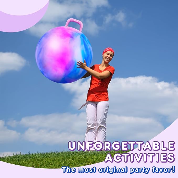 Lewtemi 2 Pcs 29 Inch Big Hopper Ball Jumping Hopping Inflatable Bouncing Ball with Handle and Air Pump for Adults Carnival Outdoor Sports Game(Blue Pink Cloud, Blue Purple Cloud)