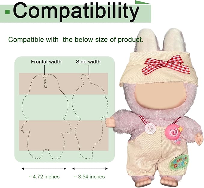 Candy Overall Set for 15-17cm Dolls - Cute Lollipop Print Overalls & Hat, Doll Clothes Fashion Outfit for Photography & Display.(Bowknot Overalls Set)