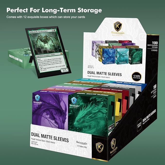 Eucalyptus Green Dual Matte Card Sleeves, Katomula Card Sleeves for MTG, Standard Card Sleeve for MTG, PKM, Flesh & Blood