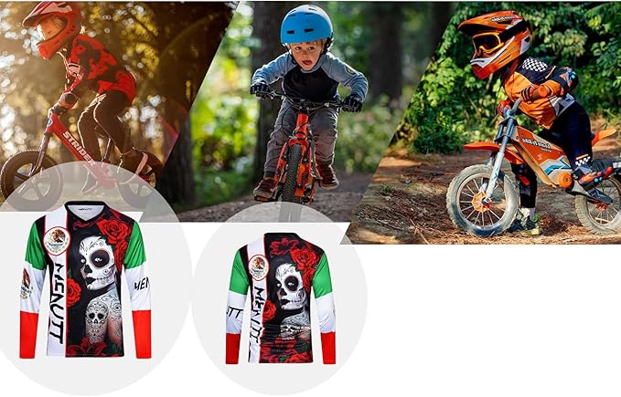 Kids Cycling Jersey Downhill Shirts for Girls Boys Clothing Long Sleeve Powersports Bike Child Mexico Bicycle MTB Tops