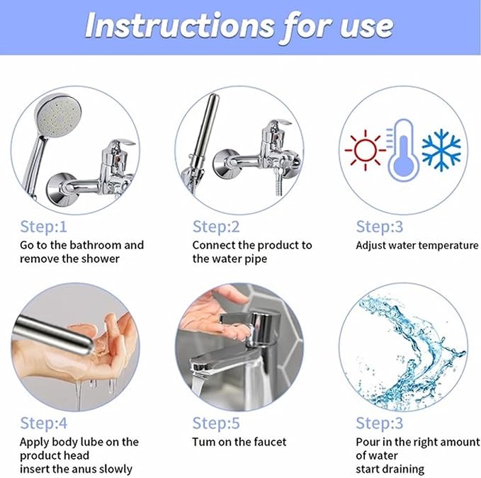 Enema Shower Kit 3-Piece Set with Control Valve Irrigation Kit for Men and Women Personal Cleansing, Easy to Operate