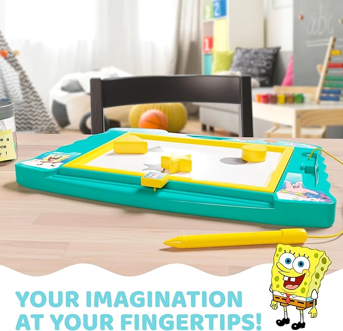 SpongeBob Squarepants Magnetic Drawing Board with Stylus and 3 Stamps, for Boys or Girls