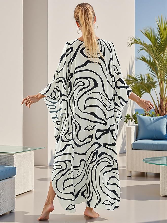 Mumu Dresses for Women Plus Size, Bohemian Kaftan Beach Cover Up Long Maxi Nightgown Soft Loungewear