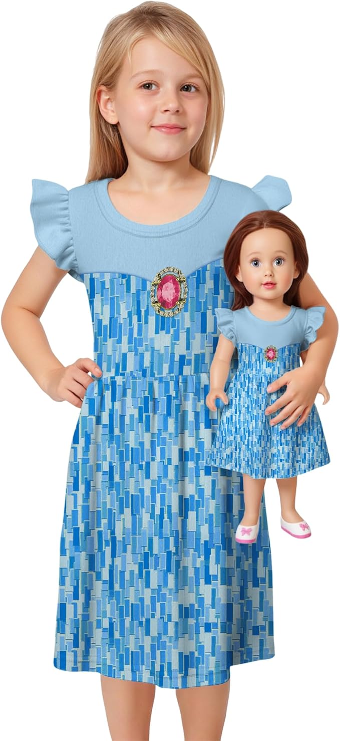LQSZ Doll and Girl Matching Princess Dress Outfits for Girls and 18" Matching Doll and Girl Clothes