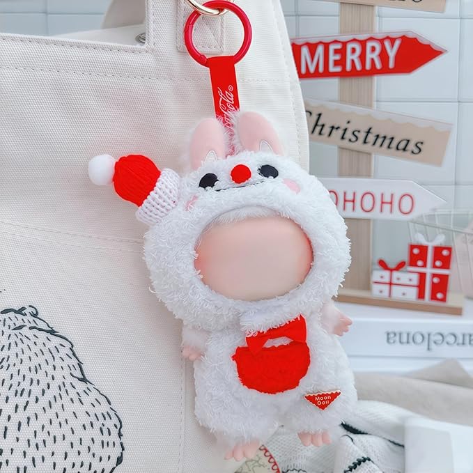 Christmas Hat Clothes for Dolls Accessories, Stylish Kawaii Festive Christmas Snowman Outfit Set 2 Pieces Suitable for 15cm 17cm Doll , Xmas Doll Clothing Set Replacement White