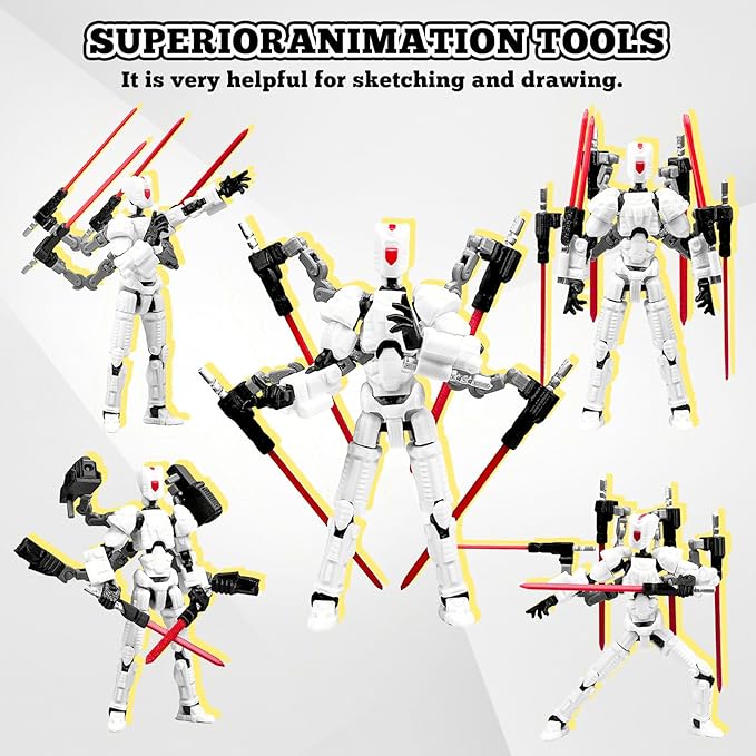 Assembly Completed T13 Action Figure,T13 mision 13 figuras originales 3D Printed Toys Nova 13 Action Figures Desktop Decorations for Game Lovers Toy (White, 5.5 Inch)