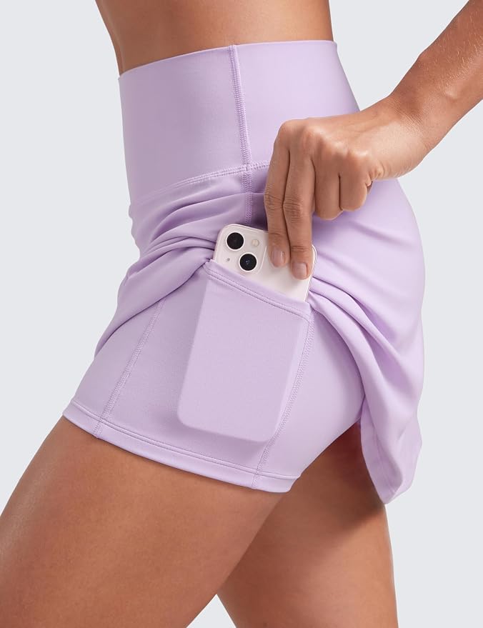 CRZ YOGA Butterluxe High Waisted Tennis Skirts | Built-in Shorts with Pockets, Extremely Soft, Casual, A Line, Stretchy, Mini, Skort for Women