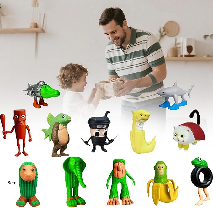 12 PCS Italian Brainrot Action Figure, Tung Tung Tung Sahur, Creative Funny Animals, Office Room Desk Decor