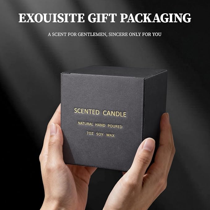 Smoke & Vanilla Candle, 7 oz Scented Candle for Men, Soy Candles for Home Scented, Masculine Jar Candle for Him, 50 Hours Burning Time Mens Candle Gift for Boyfriend, Father, Birthday Present Giving