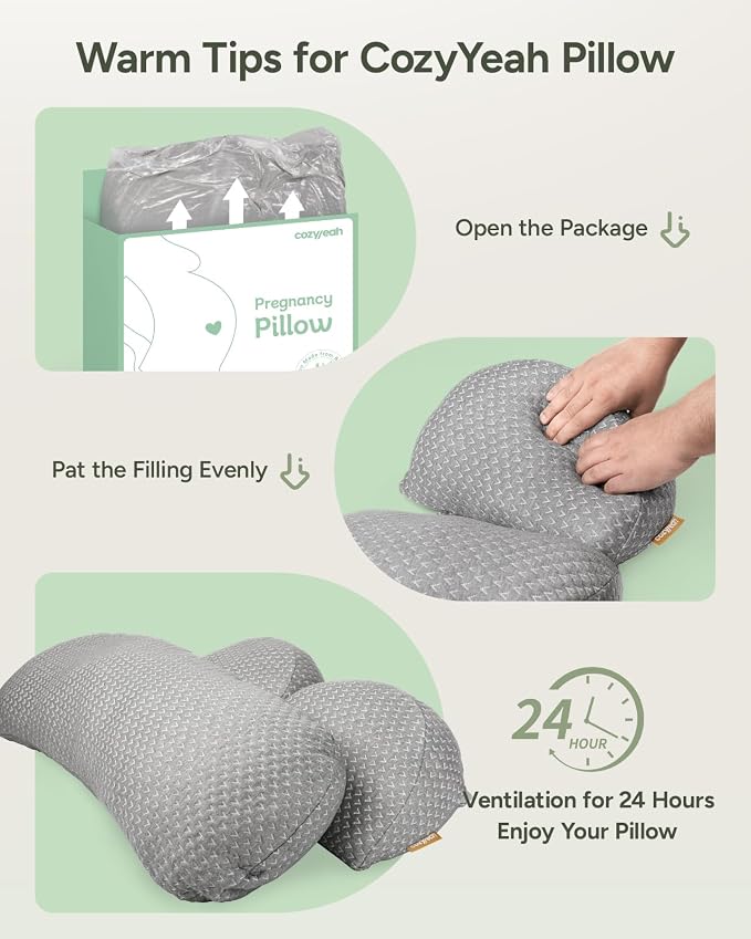 Pregnancy Wedge Pillow for Sleeping, Adjustable Maternity Pillow for Side Sleepers, Supports Back, Belly & Hip, Ideal for Pregnant Women, Rayon Made from Bamboo Removable Cover, Grey (Long)