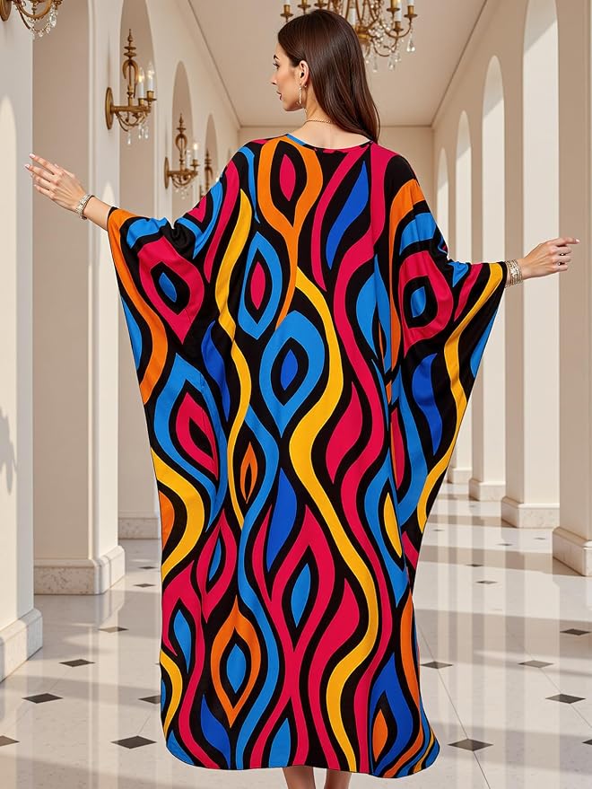 Mumu Dresses for Women Plus Size, Bohemian Kaftan Beach Cover Up Long Maxi Nightgown Soft Loungewear